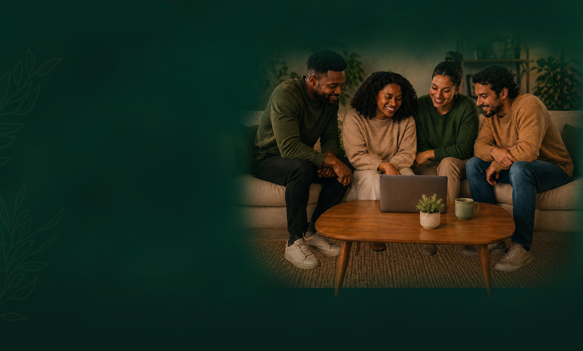Friends reviewing their finances together on a laptop at home